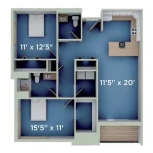 Rose floor plan at Harrison on 5th by Senior Star