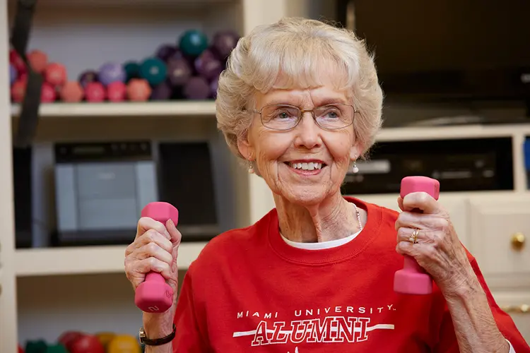an older woman doing Zumba gold